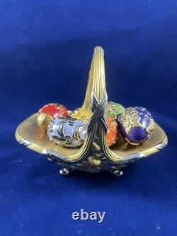 Franklin Mint Vintage Faberge Autumn Egg Basket with 6 eggs