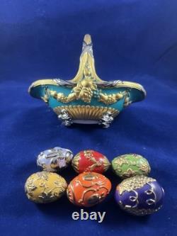 Franklin Mint Vintage Faberge Autumn Egg Basket with 6 eggs