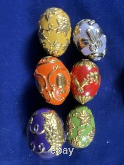Franklin Mint Vintage Faberge Autumn Egg Basket with 6 eggs