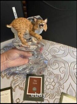Franklin Mint Wildlife Federation Big Cats Porcelain Statues Lead Crystal Base