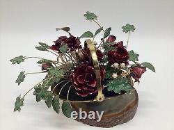 Franklin Mint Winter Fantasy Floral Bouquet House Of Igor 24K Plate Enamel Roses