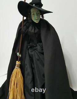 Franklin Mint Wizard Of OZ Wicked Witch Heirloom Porcelain Doll WithBroom & Hat