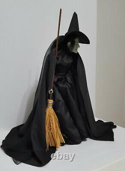 Franklin Mint Wizard Of OZ Wicked Witch Heirloom Porcelain Doll WithBroom & Hat