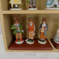 Franklin Mint Woodhouse Mouse Family Figurines Lot of 22 with Display House 1985