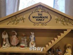 Franklin Mint Woodmouse Family 24 Porcelain Mice Figurines With Display