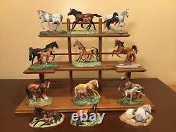 Franklin Mint World Of The Horse Sculpture Collection With Display Shelf