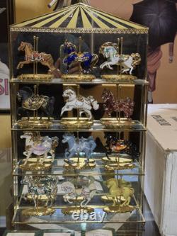 Franklin Mint World of Carousel Horses Collection withGlass&Mirrored display Shelf