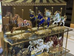Franklin Mint World of Carousel Horses Collection withGlass&Mirrored display Shelf