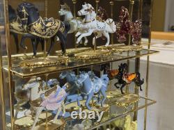 Franklin Mint World of Carousel Horses Collection withGlass&Mirrored display Shelf