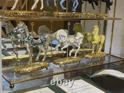Franklin Mint World of Carousel Horses Collection withGlass&Mirrored display Shelf