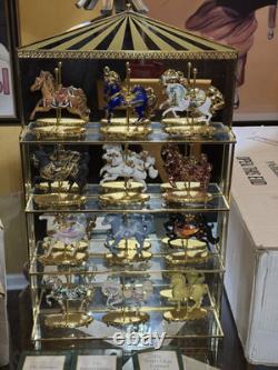 Franklin Mint World of Carousel Horses Collection withGlass&Mirrored display Shelf