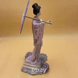 Franklin Mint Yoshiko Princess Cherry Blossoms 11 1/2 Tall. A Chip On Umbrella