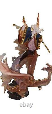 Franklin Mint dragon Rising Dragon And Wizard Figurine