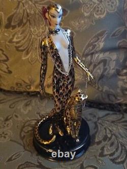 Franklin Mint house of Erte figurine Leopard 9 Limited Edition