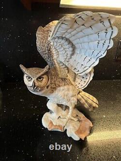 Franklin Mint/porcelain The Great Horned Owl George Mcmonigle Sculpture 1988