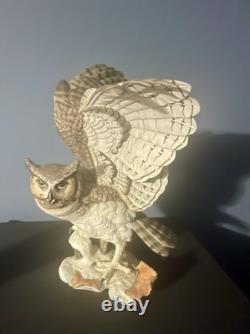 Franklin Mint/porcelain The Great Horned Owl George Mcmonigle Sculpture 1988