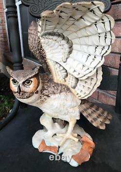 Franklin Mint/porcelain The Great Horned Owl George Mcmonigle Sculpture 1988