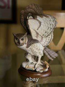 Franklin Mint/porcelain The Great Horned Owl George Mcmonigle Sculpture 1988