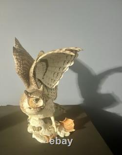 Franklin Mint/porcelain The Great Horned Owl George Mcmonigle Sculpture 1988