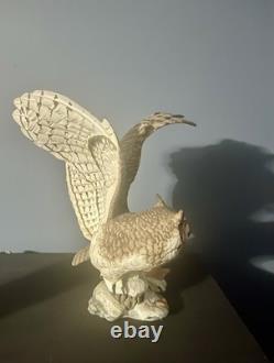 Franklin Mint/porcelain The Great Horned Owl George Mcmonigle Sculpture 1988