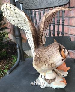 Franklin Mint/porcelain The Great Horned Owl George Mcmonigle Sculpture 1988
