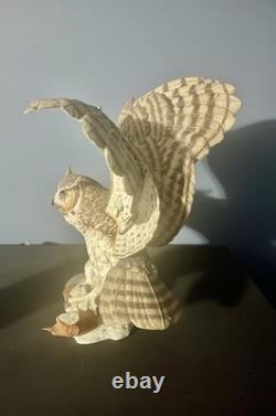 Franklin Mint/porcelain The Great Horned Owl George Mcmonigle Sculpture 1988