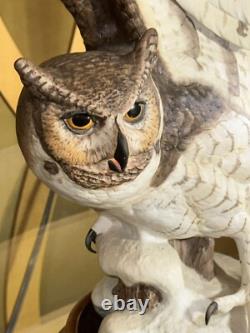 Franklin Mint/porcelain The Great Horned Owl George Mcmonigle Sculpture 1988