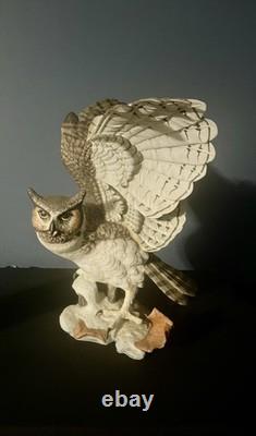 Franklin Mint/porcelain The Great Horned Owl George Mcmonigle Sculpture 1988