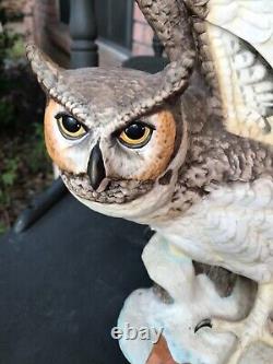 Franklin Mint/porcelain The Great Horned Owl George Mcmonigle Sculpture 1988