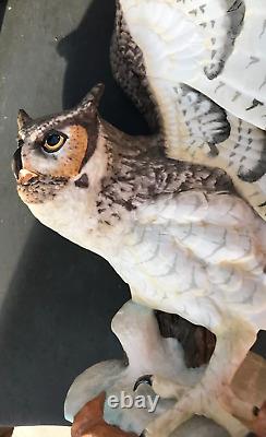 Franklin Mint/porcelain The Great Horned Owl George Mcmonigle Sculpture 1988