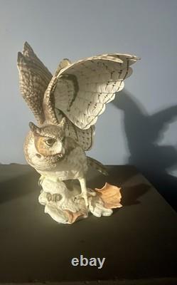 Franklin Mint/porcelain The Great Horned Owl George Mcmonigle Sculpture 1988
