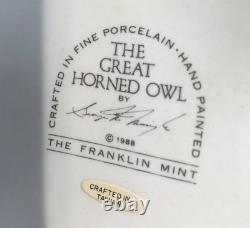 Franklin Mint/porcelain The Great Horned Owl George Mcmonigle Sculpture 1988