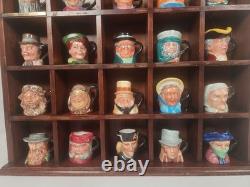 Franklin Porcelain 25 Miniature Toby Jugs Mugs Set w Display Case Peter Jackson