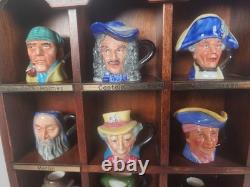 Franklin Porcelain 25 Miniature Toby Jugs Mugs Set w Display Case Peter Jackson