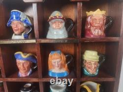 Franklin Porcelain 25 Miniature Toby Jugs Mugs Set w Display Case Peter Jackson