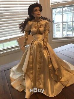 Gorgeous Franklin Heirloom Sonya Faberge Fall Bride Porcelain Doll With Stand