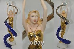 Gorgeous Franklin Mint Galaxy In Gold Fine Porcelain Art Deco Style Sculpture