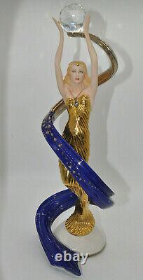 Gorgeous Franklin Mint Galaxy In Gold Fine Porcelain Art Deco Style Sculpture