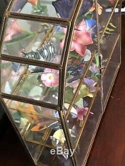 Gorgeous Franklin Mint Porcelain Butterfly Collection & Mirrored Display Case