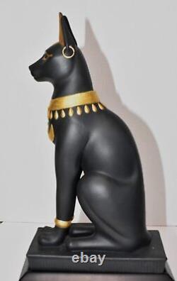 Guardian Of The Nile Egypt Bastet Cat God Black Porcelain on Base Franklin Mint