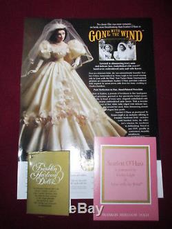 Gwtw Franklin Mint Gold Standard Series Porcelain Scarlett Bride Doll Coa Box