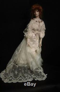 HAUNTEDFranklin Mint Heirloom Gibson Girl Victorian Porcelain Bride Doll 21