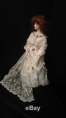 HAUNTEDFranklin Mint Heirloom Gibson Girl Victorian Porcelain Bride Doll 21