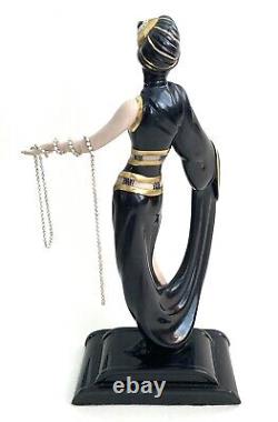 HOUSE OF ERTE Franklin Mint Pearls & Emeralds Fine Porcelain Statue. M1370. READ