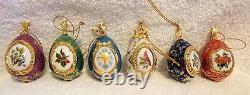 HOUSE OF FABERGE 6 Christmas Egg Ornaments 1996 Franklin Mint Porcelain