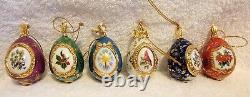 HOUSE OF FABERGE 6 Christmas Egg Ornaments 1996 Franklin Mint Porcelain
