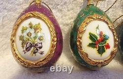 HOUSE OF FABERGE 6 Christmas Egg Ornaments 1996 Franklin Mint Porcelain