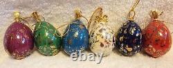 HOUSE OF FABERGE 6 Christmas Egg Ornaments 1996 Franklin Mint Porcelain