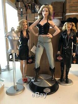 Harley Davidson 16 DAKOTA Dolls 17 Candy Porcelain Doll & MANNEQUIN Set Of 4