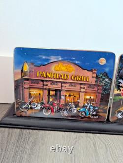 Harley Davidson Franklin Mint Wall Collector Plate Display With 4 Plates vintage